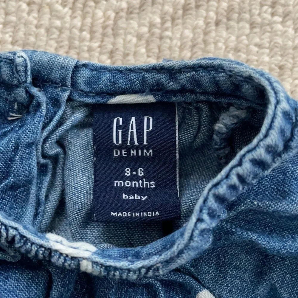 Baby Gap Denim Heart Blue White Top Tunic Dress 3-6 Month